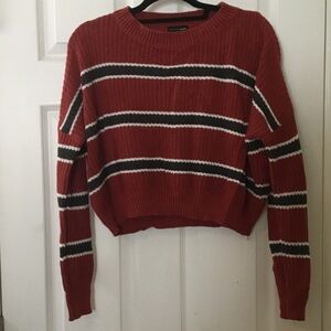 Striped Rust Crewneck Sweater - Women